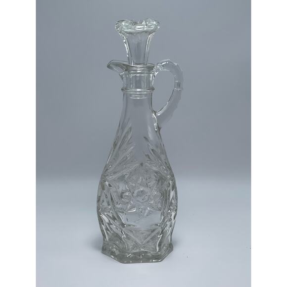 Anchor Hocking Early American Prescut Glass Clear Cruet with Stopper lid Elegant - Picture 1 of 7